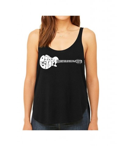 Women's Premium Word Art Flowy Tank Top- Don't Stop Believin' Black $16.45 Tops