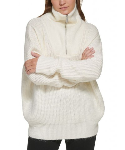 Women's Oversized Half-Zip Mock-Neck Sweater Mascarpone $33.46 Sweaters