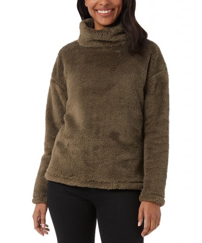 Women's Sherpa Mock-Neck Long-Sleeve Top Green $13.28 Tops