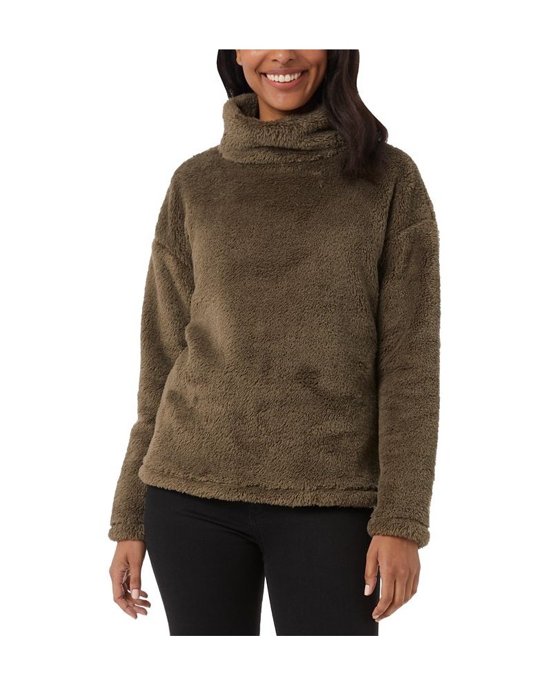 Women's Sherpa Mock-Neck Long-Sleeve Top Green $13.28 Tops