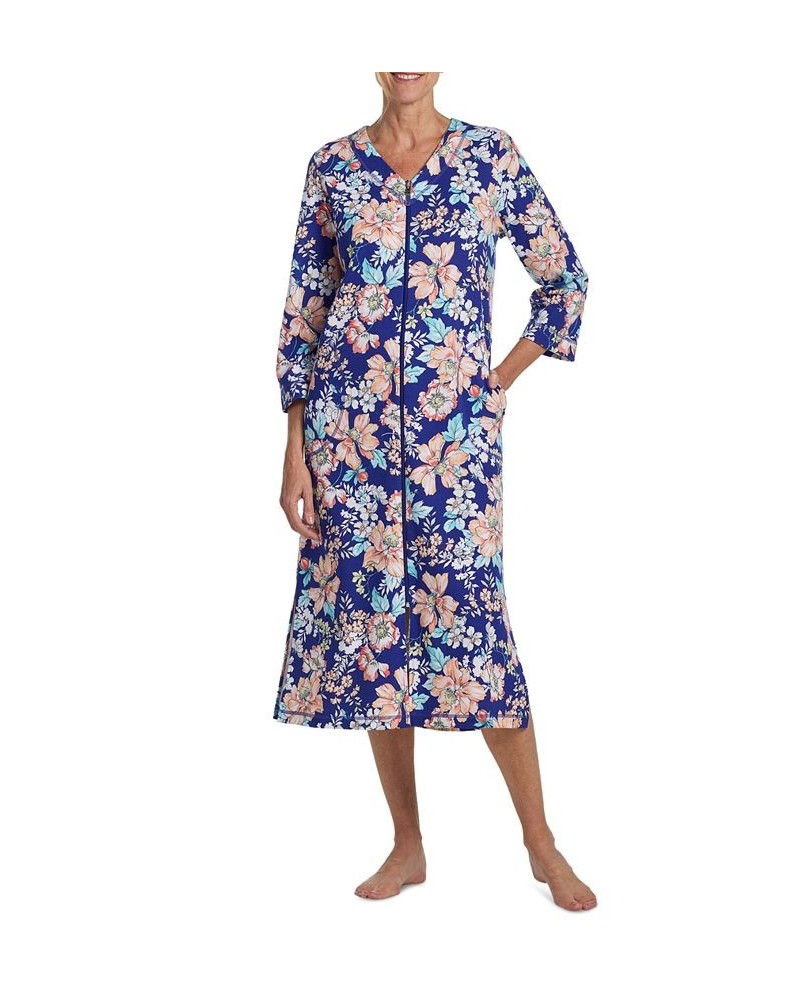 Women's Floral Zip-Front Nightgown Coral / Turq Botanical On Navy $31.50 Sleepwear