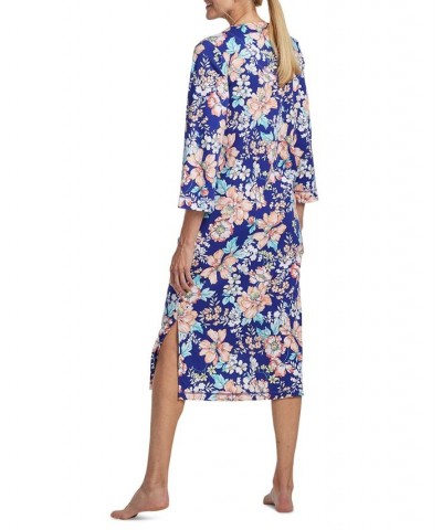 Women's Floral Zip-Front Nightgown Coral / Turq Botanical On Navy $31.50 Sleepwear