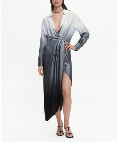 Women's Satin Shirt Dress Gray $79.20 Dresses