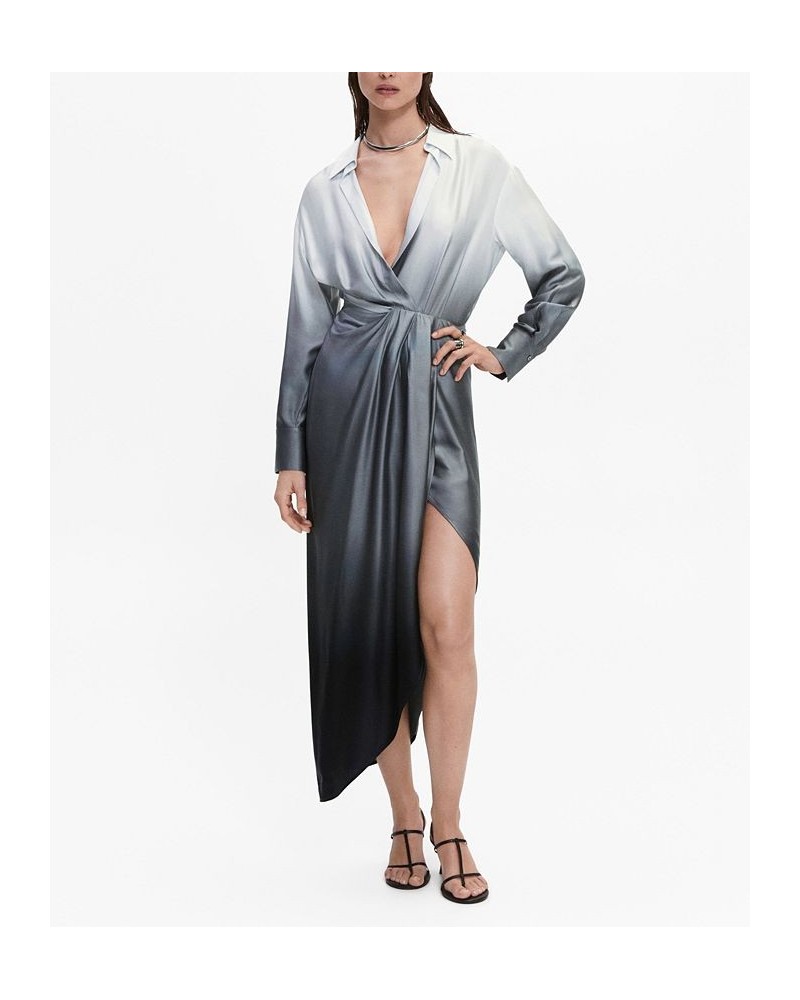 Women's Satin Shirt Dress Gray $79.20 Dresses