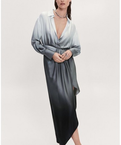 Women's Satin Shirt Dress Gray $79.20 Dresses