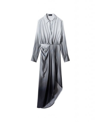 Women's Satin Shirt Dress Gray $79.20 Dresses