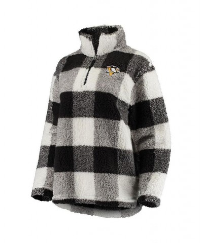 Women's Black White Pittsburgh Penguins Plaid Sherpa Quarter-Zip Jacket Black, White $53.90 Jackets