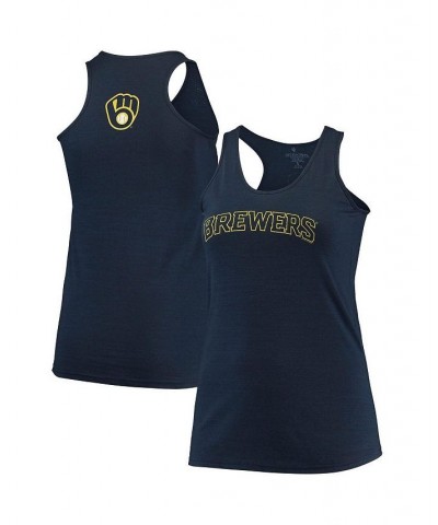 Women's Navy Milwaukee Brewers Plus Size Swing for the Fences Racerback Tank Top Navy $34.21 Tops