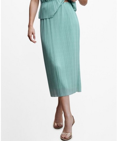 Women's Pleated Midi Skirt Blue $51.99 Skirts