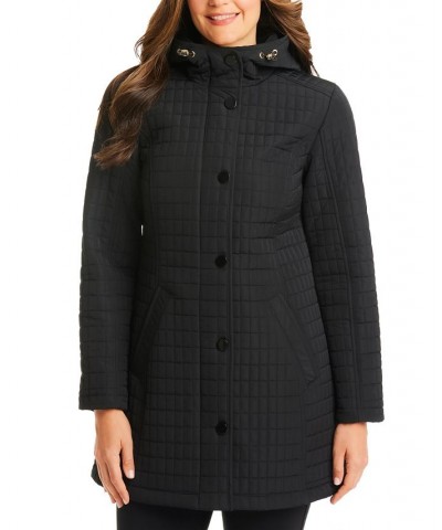 Petite Hooded Quilted Coat Black $62.90 Coats