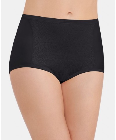 Women's Smoothing Comfort with Lace Brief Underwear Midnight Black $11.31 Panty