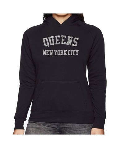 Women's Word Art Hooded Sweatshirt -Popular Neighborhoods In Queens Ny Black $33.59 Sweatshirts