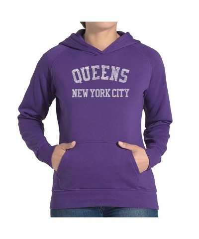 Women's Word Art Hooded Sweatshirt -Popular Neighborhoods In Queens Ny Black $33.59 Sweatshirts