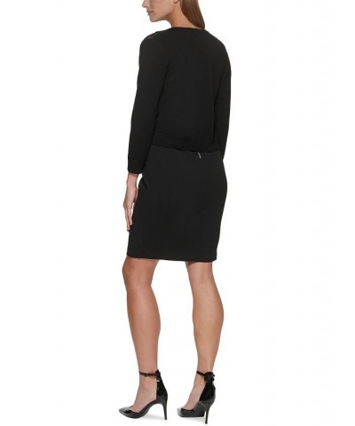 Lace-Front Open-Front Cardigan Black $26.49 Sweaters