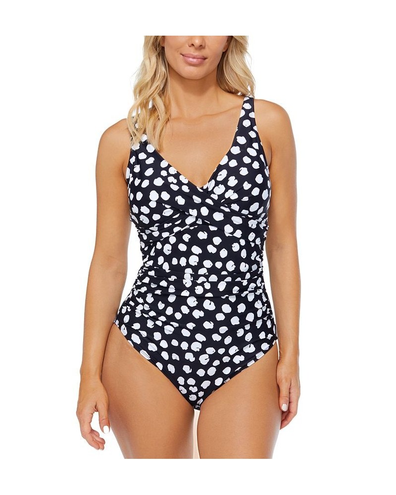 Women's Monterey Printed Convertible One-Piece Swimsuit Black/White $32.00 Swimsuits