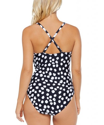 Women's Monterey Printed Convertible One-Piece Swimsuit Black/White $32.00 Swimsuits