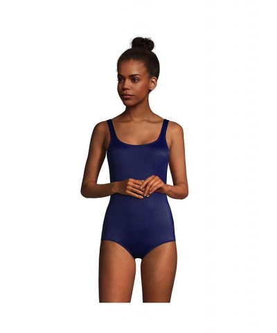 Women's Long Scoop Neck Soft Cup Tugless Sporty One Piece Swimsuit Deep Sea Navy $35.02 Swimsuits