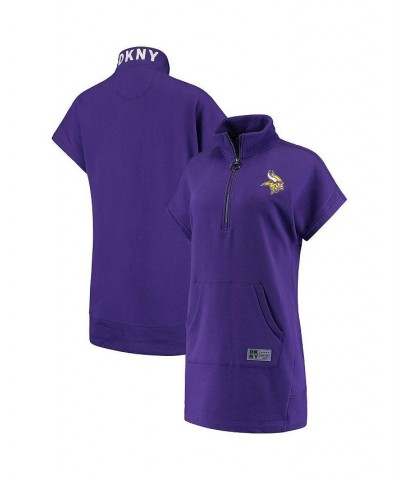 Women's Purple Minnesota Vikings Naomi Quarter-Zip Sneaker Dress Purple $39.90 Dresses