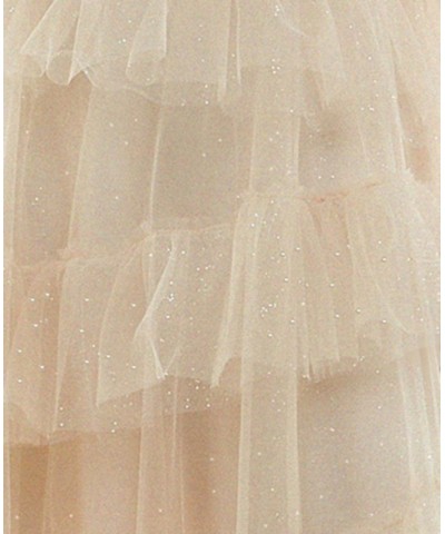 Juniors' Ruffled Tiered Strapless Gown Cream $66.88 Dresses