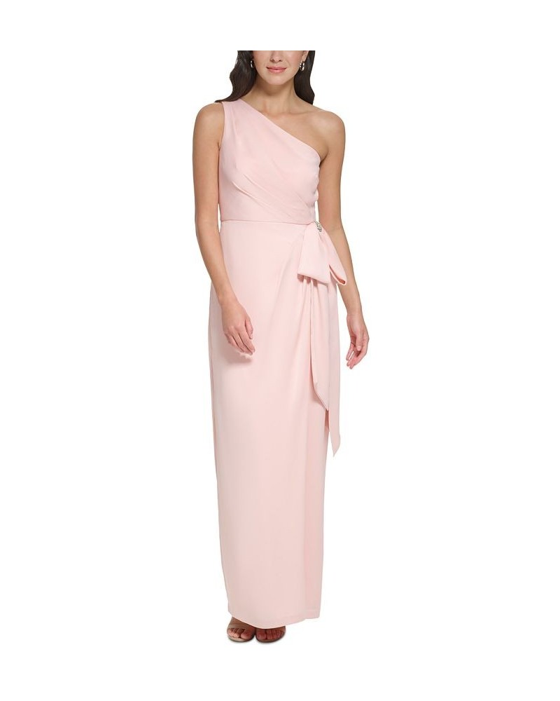 Women's One-Shoulder Side-Bow Gown Blush $76.16 Dresses