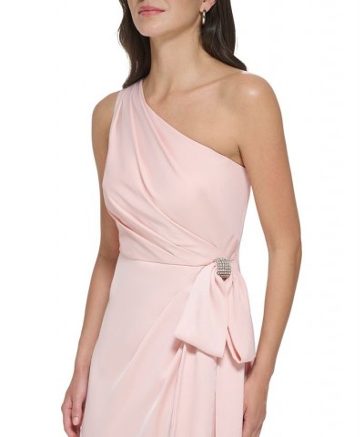 Women's One-Shoulder Side-Bow Gown Blush $76.16 Dresses