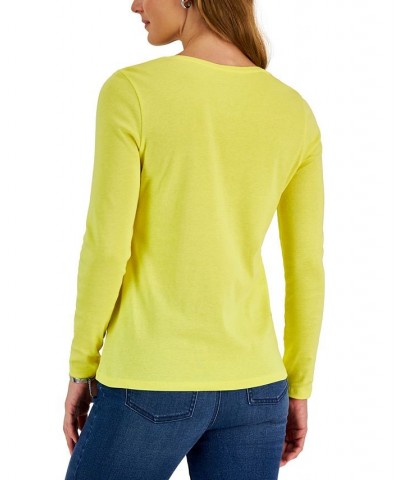 Women's Pima Cotton Long-Sleeve Top Nouveau Yellow $11.75 Tops