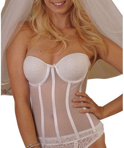 Women's Sheer Lace Cups Torsolette Lingerie White $31.00 Lingerie