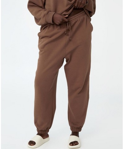 Trendy Plus Size Active Classic Track Pants Brown $23.50 Pants