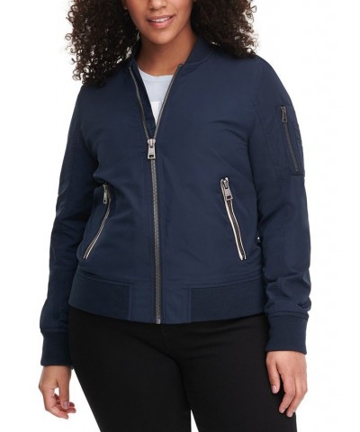 Trendy Plus Size Melanie Bomber Jacket Navy $47.00 Jackets