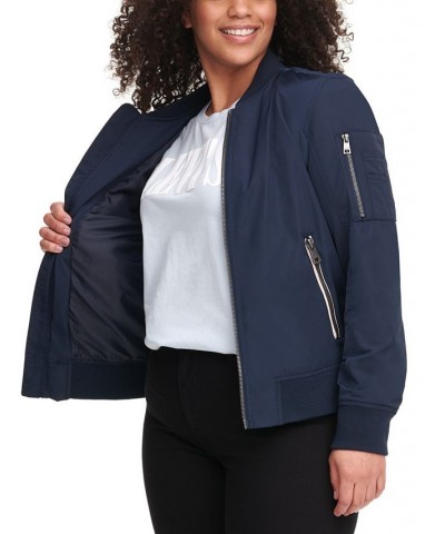 Trendy Plus Size Melanie Bomber Jacket Navy $47.00 Jackets