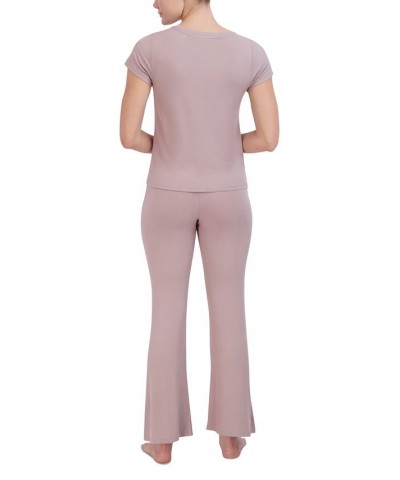 Women's Ribbed Flare-Leg Sleep Pants Multi $14.08 Sleepwear