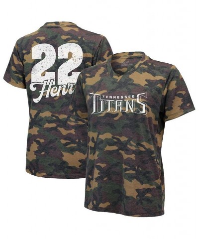 Women's Derrick Henry Camo Tennessee Titans Name and Number V-Neck T-shirt Camo $25.85 Tops