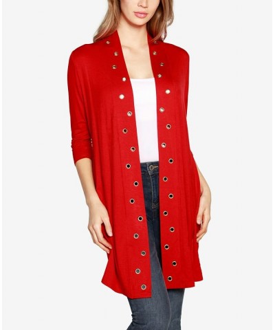 Grommet-Trim Duster Cardigan Belldini Red $14.35 Tops