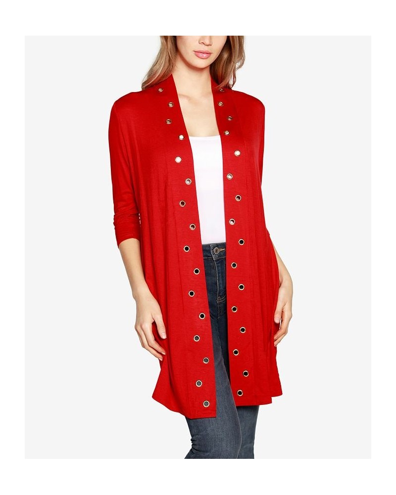 Grommet-Trim Duster Cardigan Belldini Red $14.35 Tops