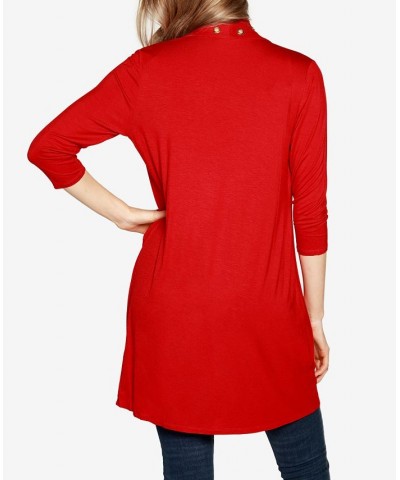 Grommet-Trim Duster Cardigan Belldini Red $14.35 Tops