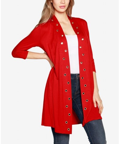 Grommet-Trim Duster Cardigan Belldini Red $14.35 Tops