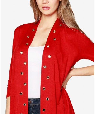 Grommet-Trim Duster Cardigan Belldini Red $14.35 Tops