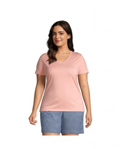 Women's Plus Size Relaxed Supima Cotton Short Sleeve V-Neck T-Shirt Crisp peach $26.97 Tops