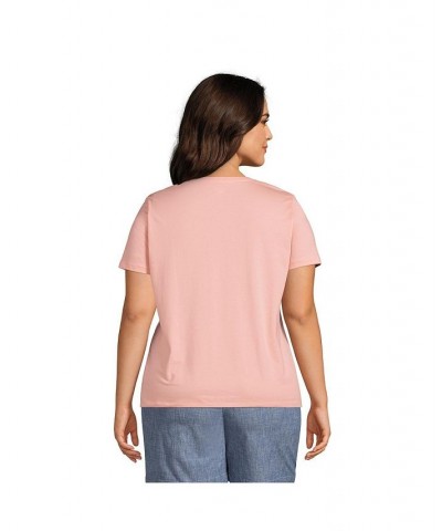 Women's Plus Size Relaxed Supima Cotton Short Sleeve V-Neck T-Shirt Crisp peach $26.97 Tops