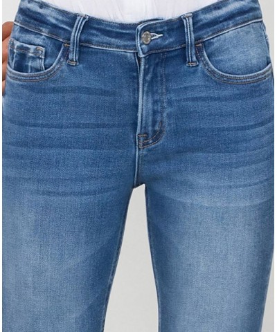 Women's Mid Rise Raw Hem Crop Skinny Jeans Medium Blue $31.97 Jeans