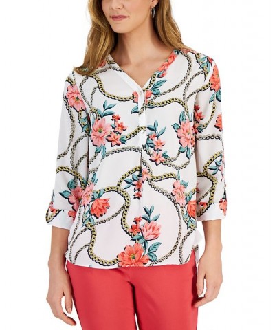 Women's Gardenia-Print Utility Top White $17.88 Tops