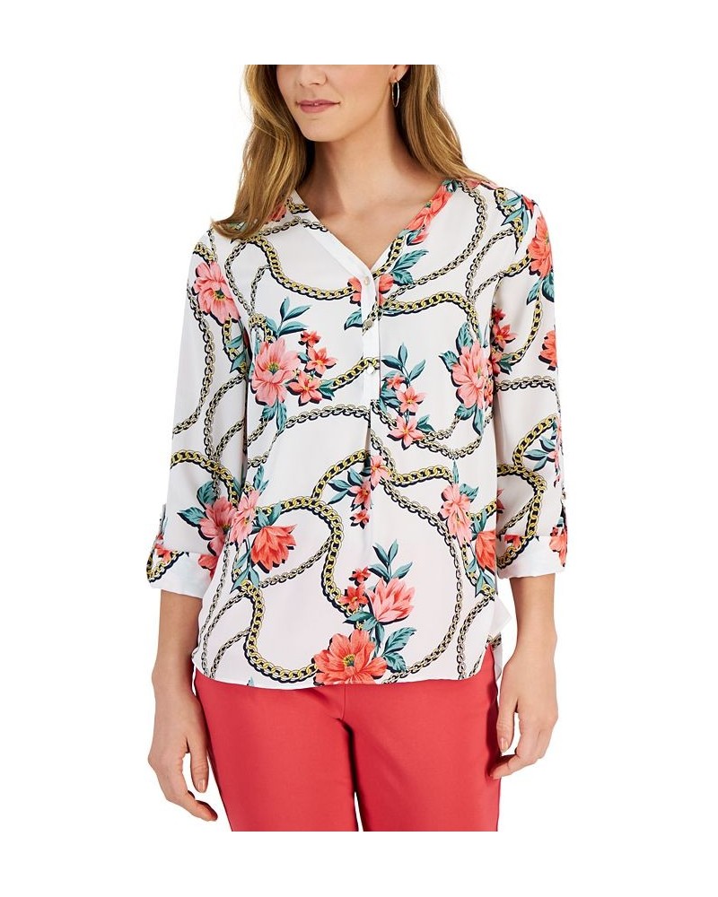 Women's Gardenia-Print Utility Top White $17.88 Tops