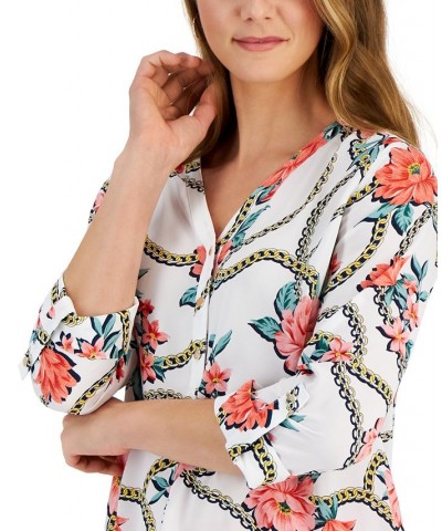 Women's Gardenia-Print Utility Top White $17.88 Tops