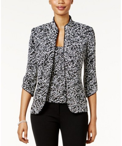 Printed Jacket and Top Set Regular & Petite Sizes Black $60.84 Jackets