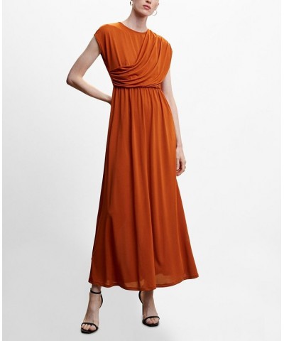 Women's Draped Detail Dress Orange $44.00 Dresses