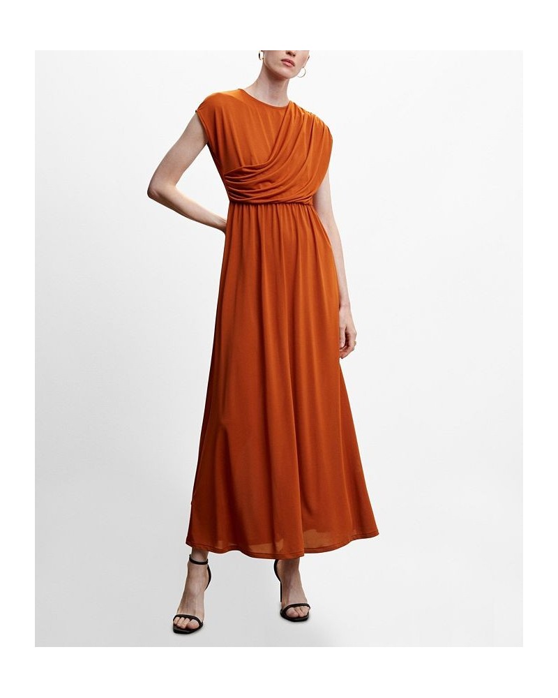 Women's Draped Detail Dress Orange $44.00 Dresses