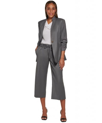 Women's Ruched Sleeve One Button Blazer Tin Multi $28.82 Jackets