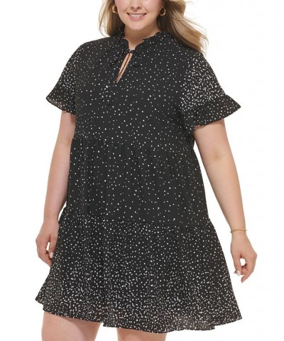 Plus Size Dot-Print Babydoll Dress Black/Cream $45.87 Dresses