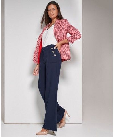 Women's Houndstooth Peak-Lapel Blazer Scarlet/Ivory $62.53 Jackets