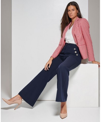 Women's Houndstooth Peak-Lapel Blazer Scarlet/Ivory $62.53 Jackets